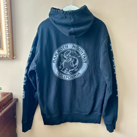 Mammoth Mountain Hoodie Ski Woolly Black Pullover Sweatshirt Spell Out Size S - Picture 4 of 9